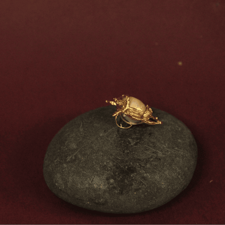 Collar escarabajo grande bronce bañado en oro 3