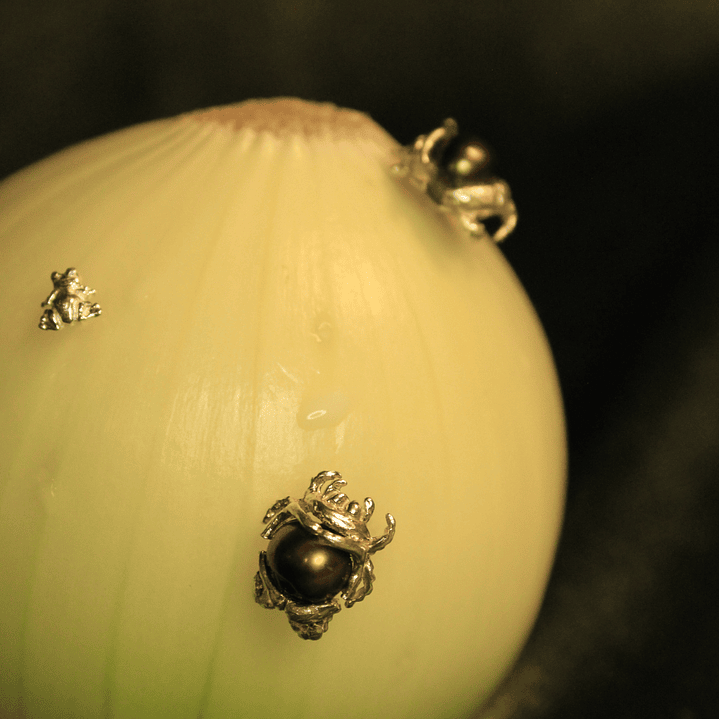 Arete Escarabajo Mini Perla Plata 1