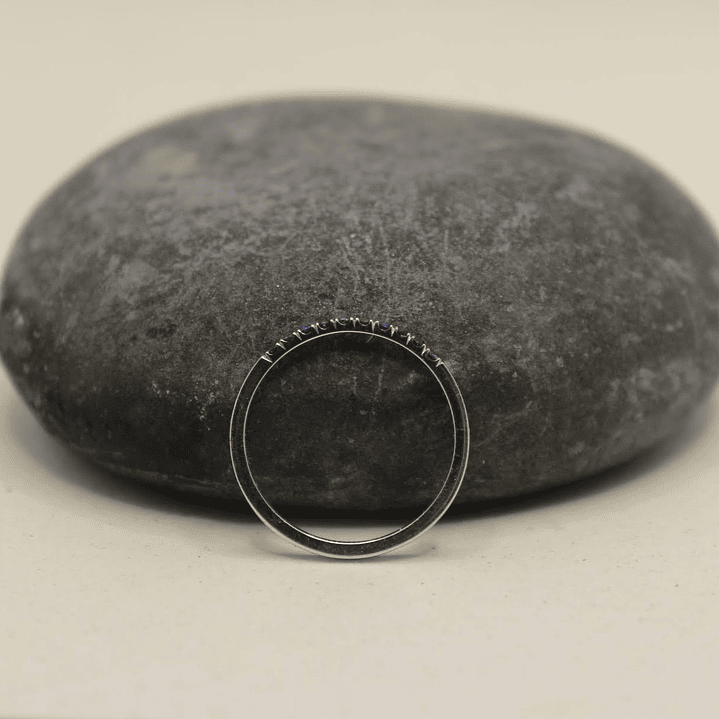 Anillo plata paladio con zafiros naturales 2