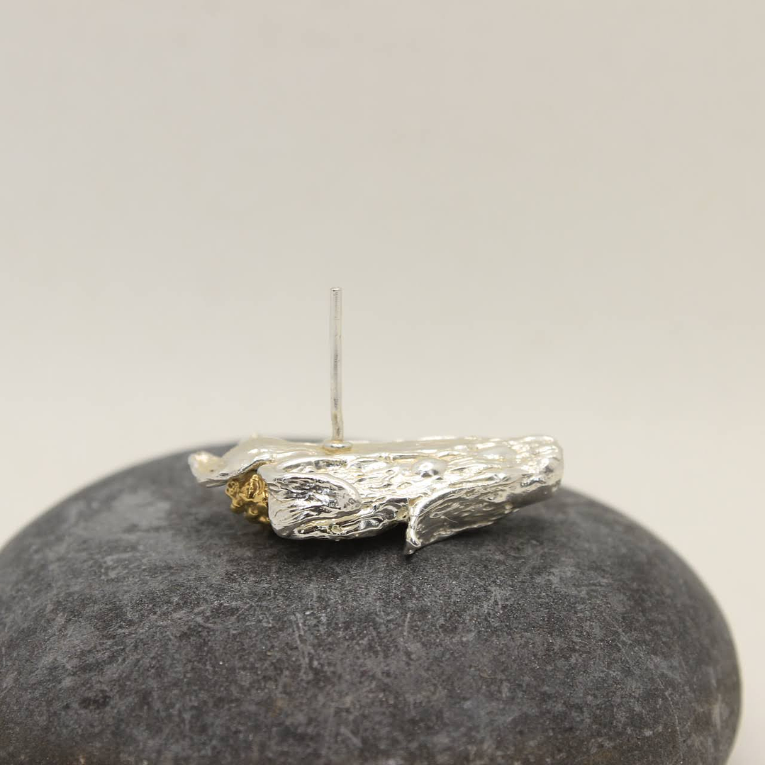 Aretes Maíz medianos plata enchapada en oro  3