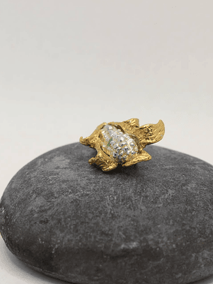 Collar Maíz Mediano Esmeralda Plata  Enchape en oro 