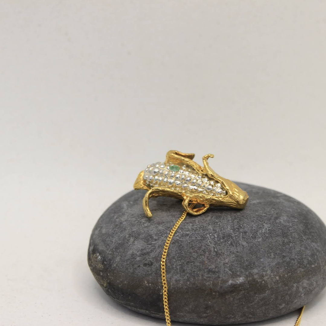 Collar Maíz Mediano Esmeralda Plata  Enchape en oro  5