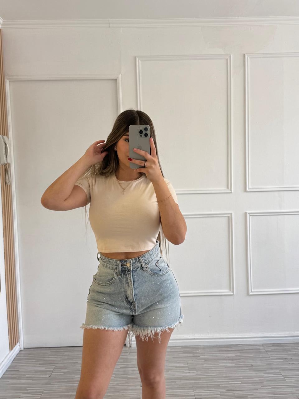 Short azul claro corto bolsillo falso A3781 2