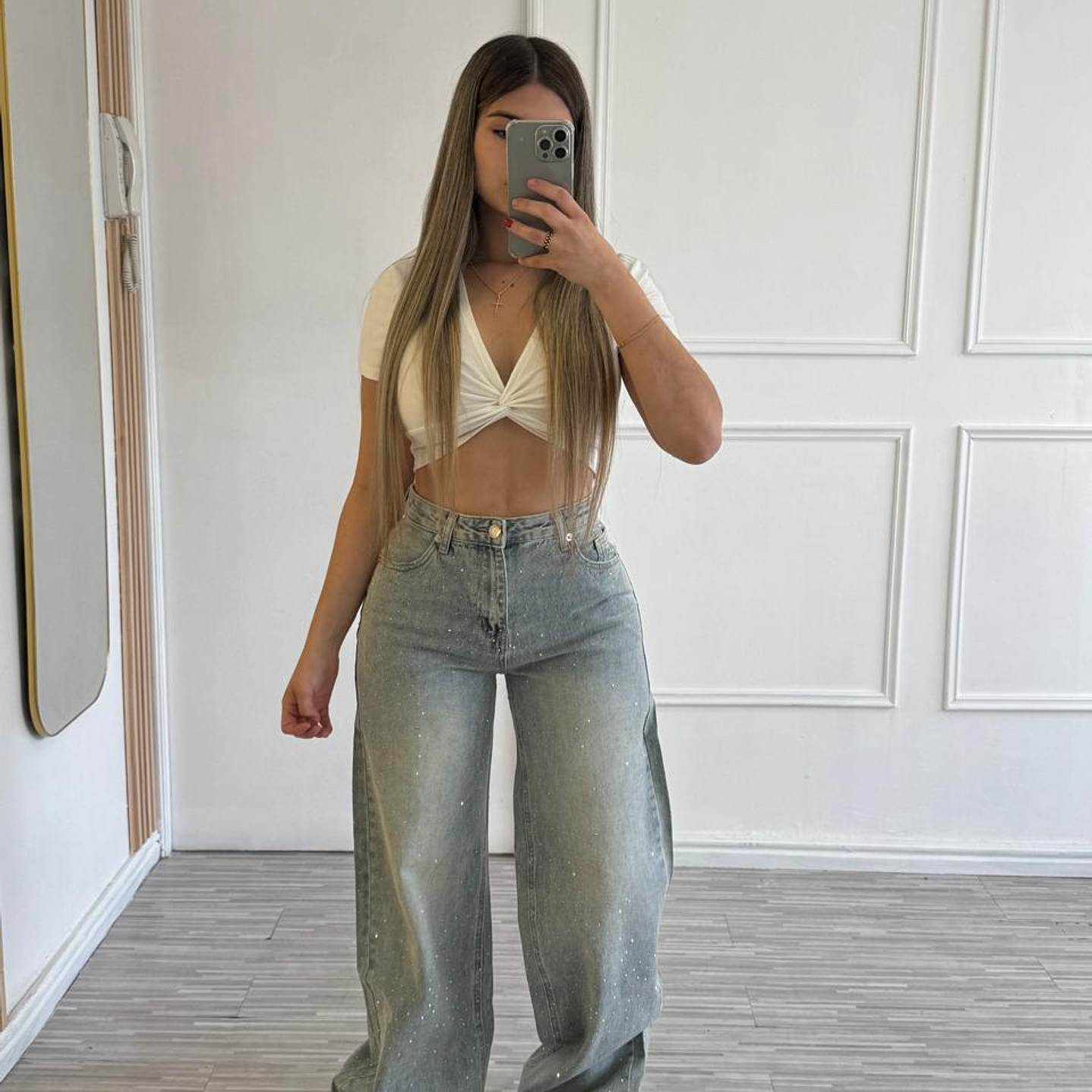 Jeans europeo modelo bolsillo falso A3434 1