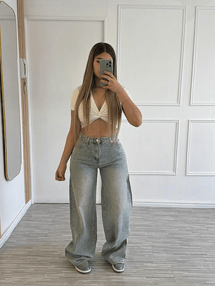 Jeans europeo modelo bolsillo falso A3434