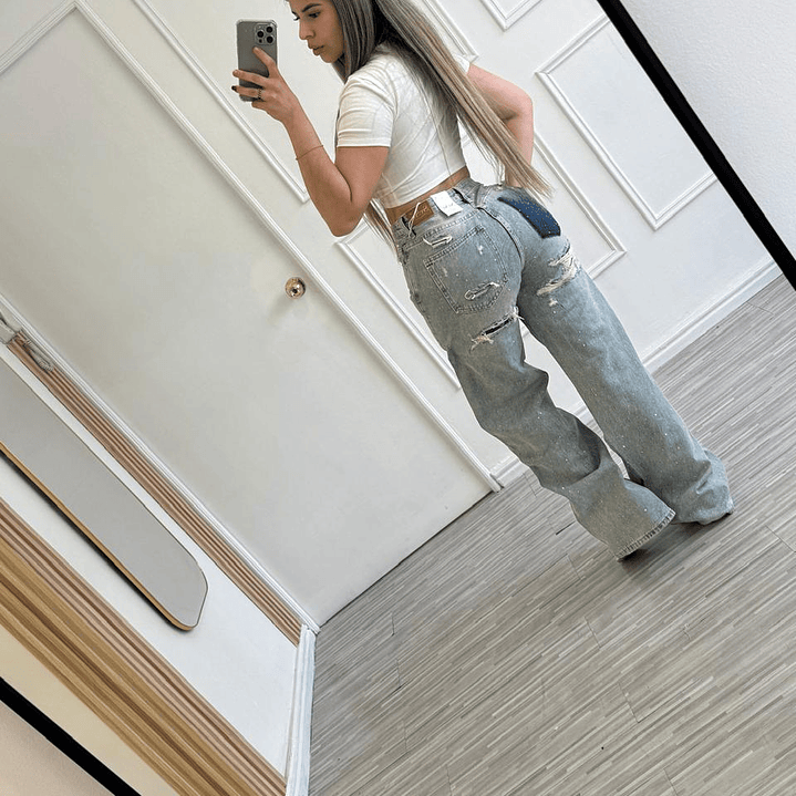 Jeans europeo modelo bolsillo falso A3434 4