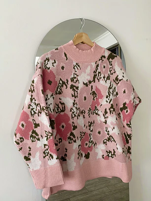 Sweater Flores Rosa