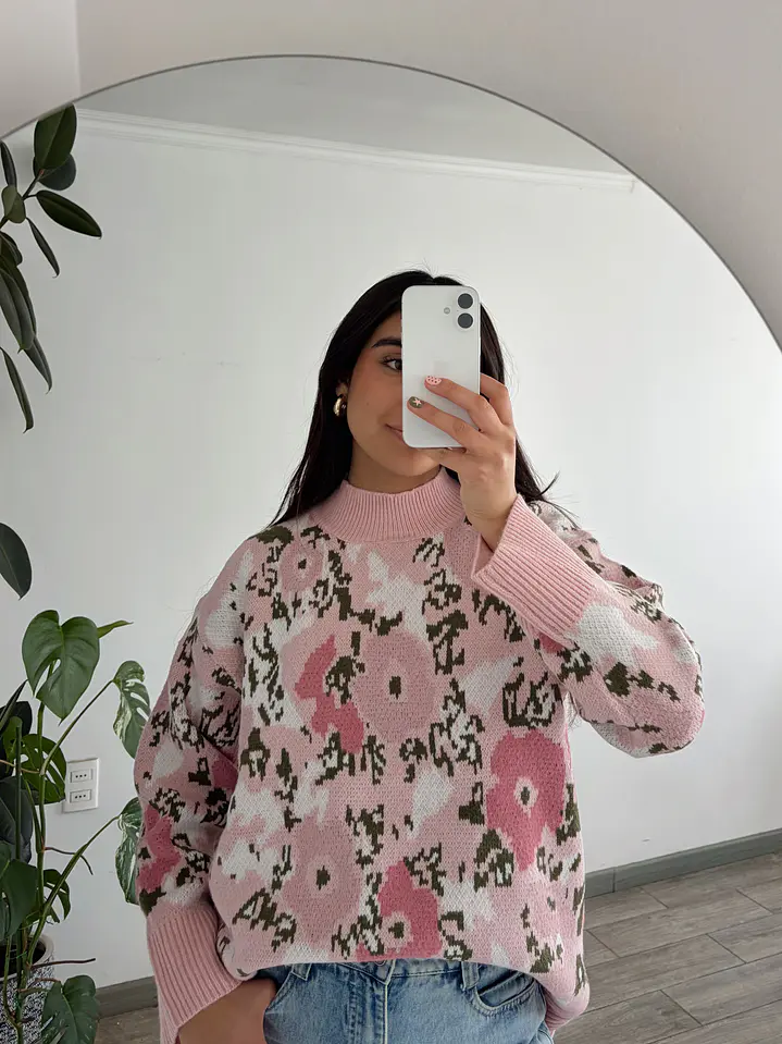 Sweater Flores Rosa 1