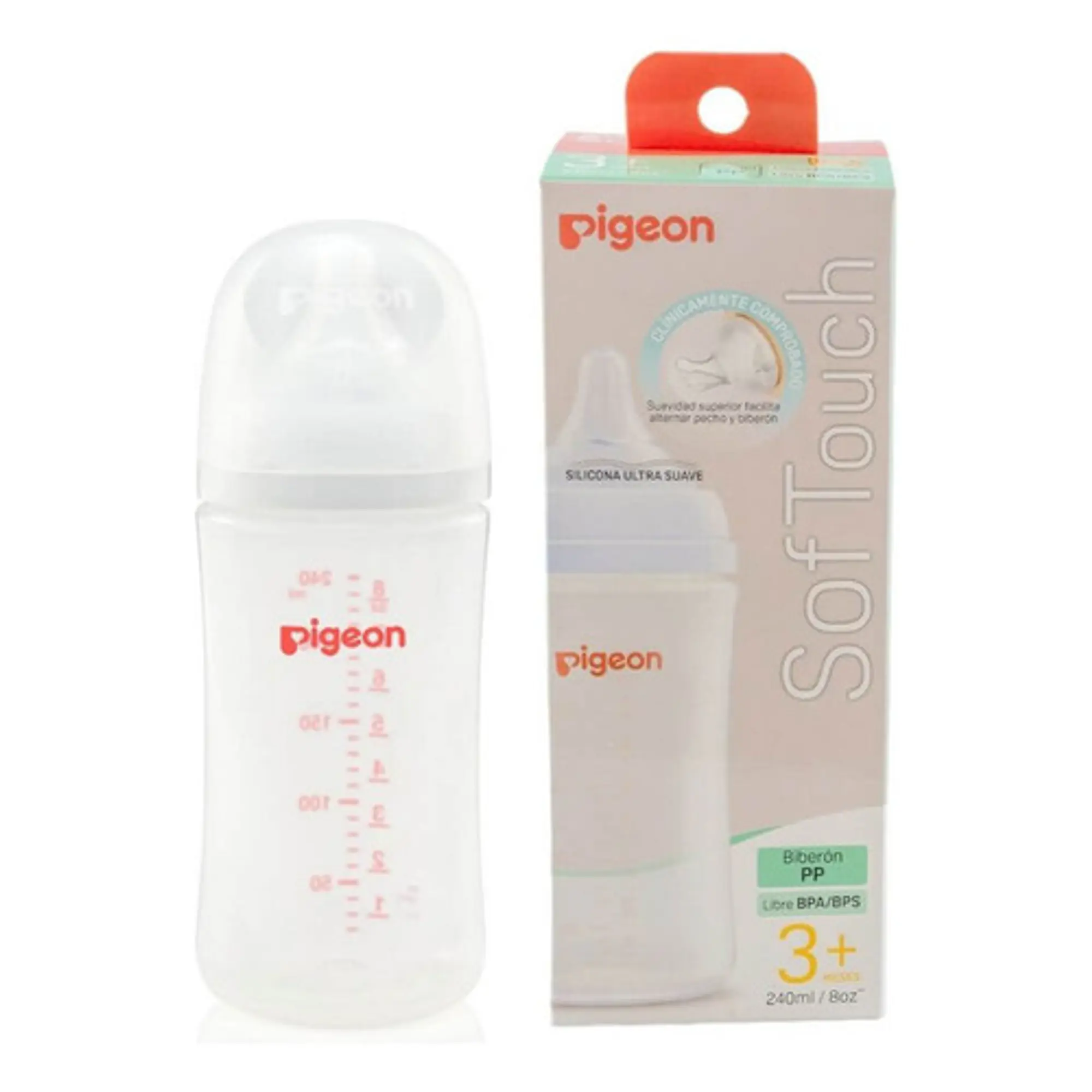 Mamadera Plastica 240ml Pigeon Softouch   2