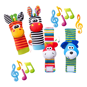 Juguete Sonajero Manos + Pies Bebe Niño Niña Pack 4 Piezas