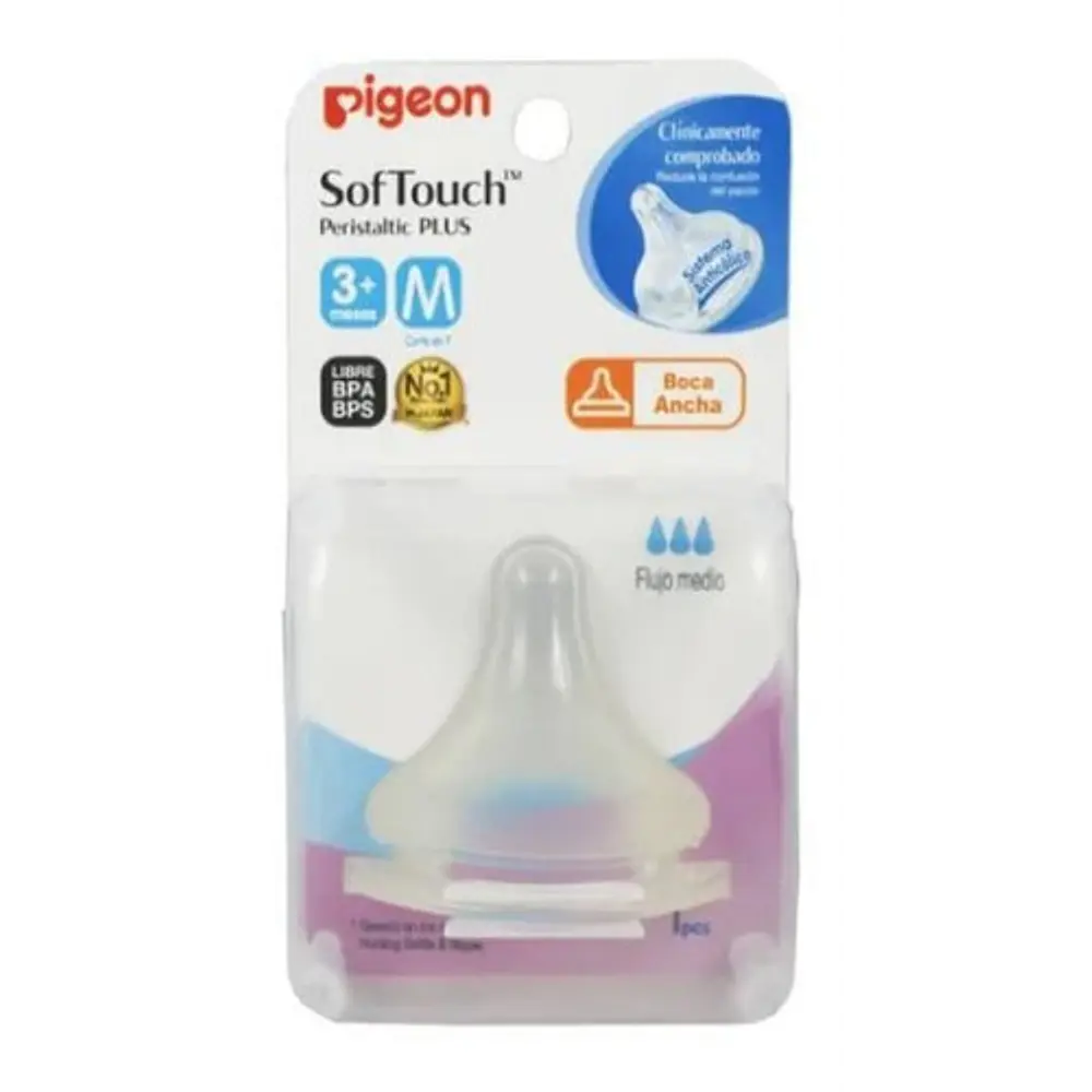 Pigeon Tetina Chupete Boca Ancha Talla M 3+ Meses Softouch 1