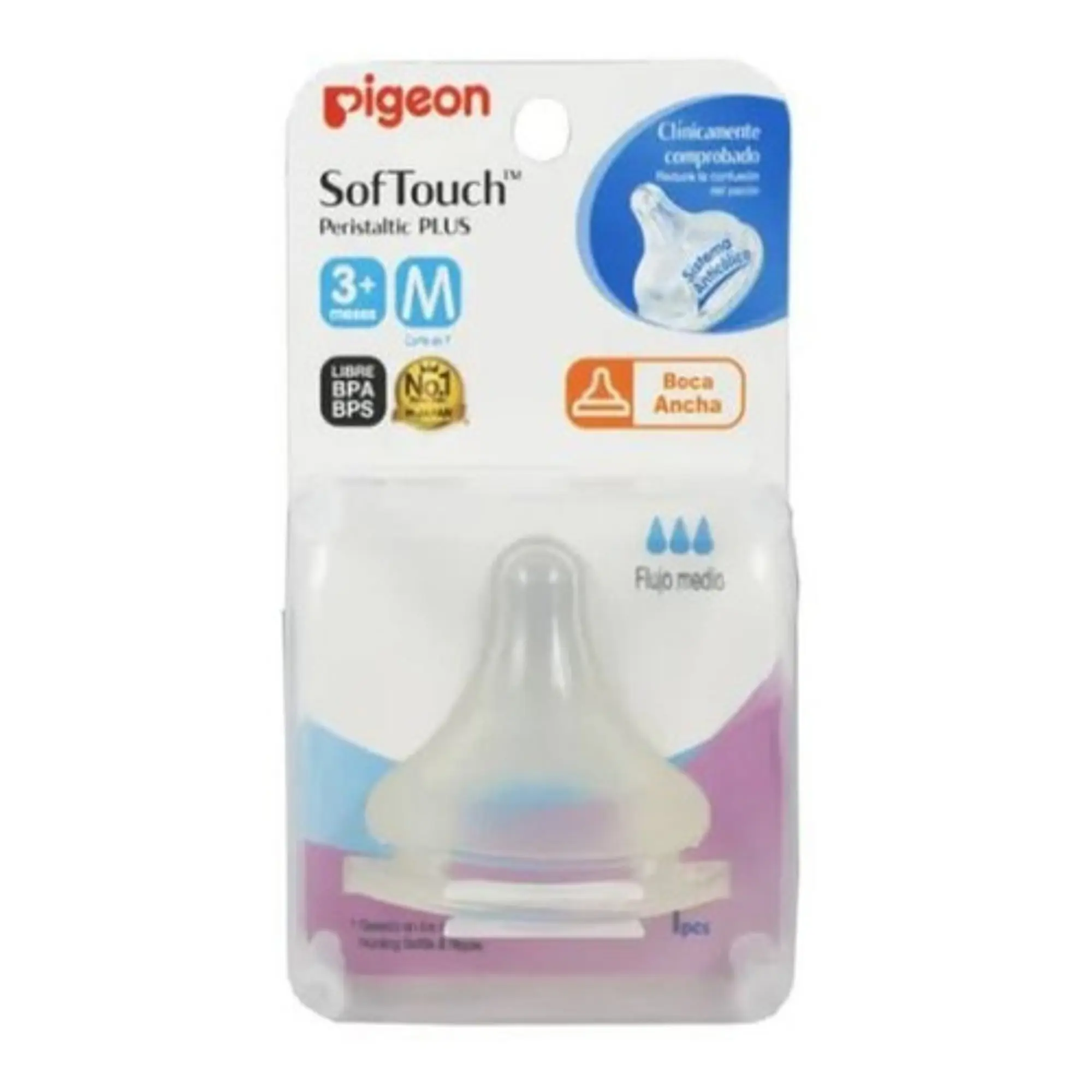 Pigeon Tetina Chupete Boca Ancha Talla M 3+ Meses Softouch 1
