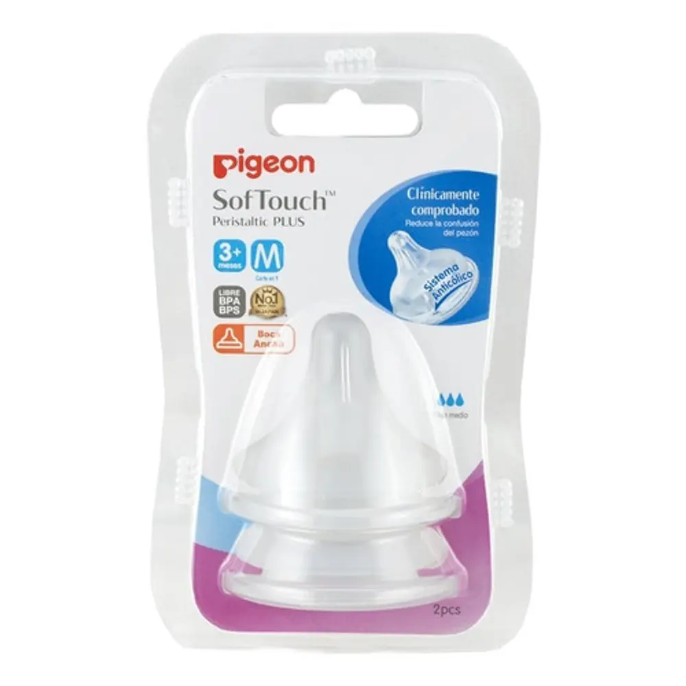 Pigeon Tetina Chupete Boca Ancha Talla M 3+ Meses Softouch 4