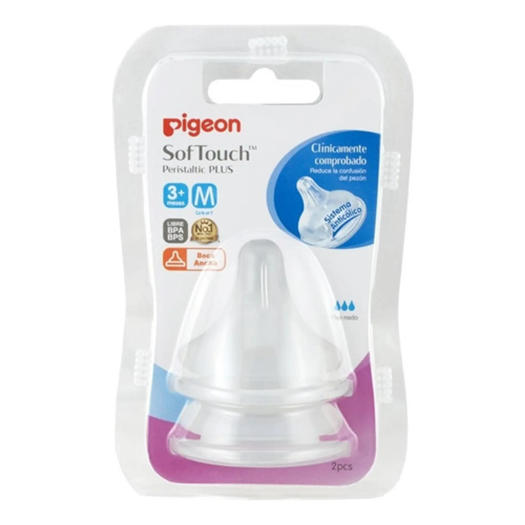 Pigeon Tetina Chupete Boca Ancha Talla M 3+ Meses Softouch 4