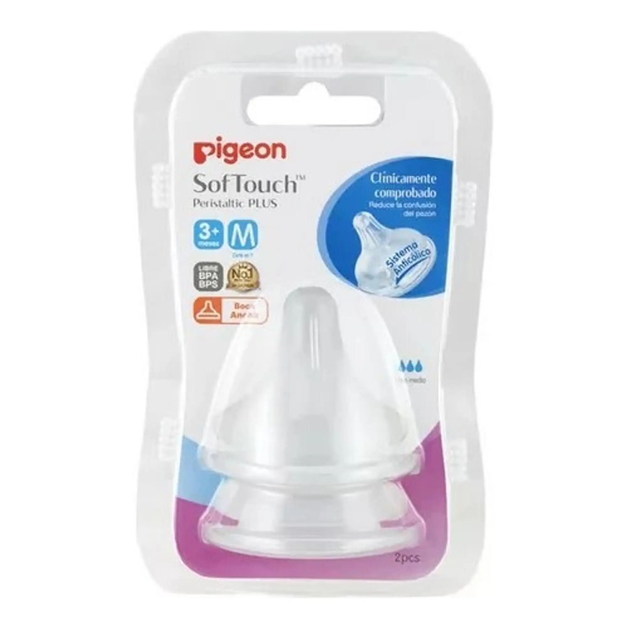 Pigeon Tetina Chupete Boca Ancha Talla M 3+ Meses Softouch 5