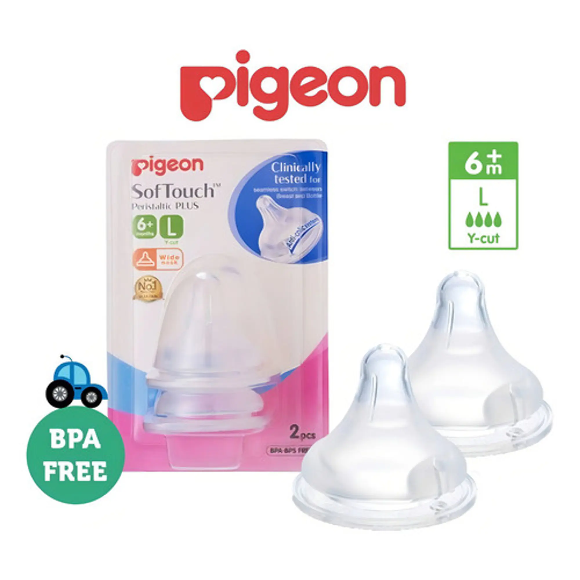Tetinas Pigeon Softouch Boca Ancha 6+ Meses Talla L  1