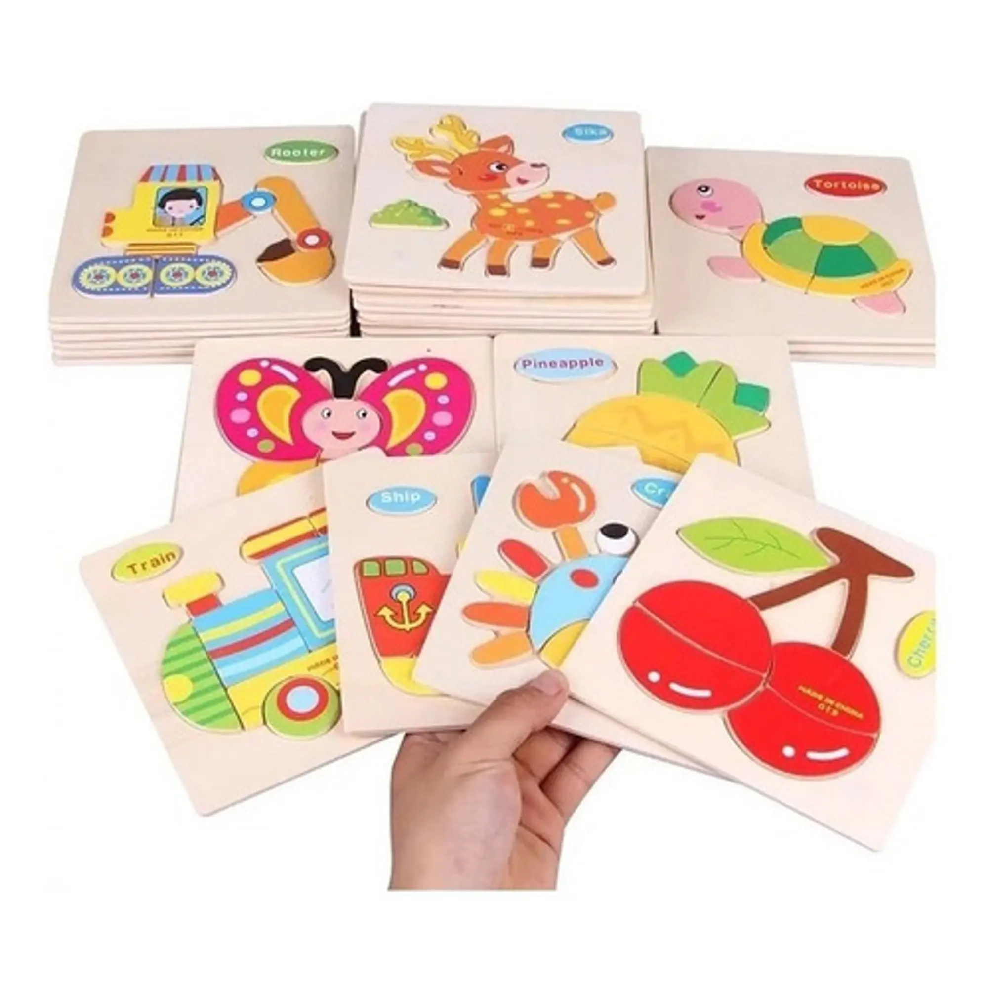 Juegos Rompecabeza Niños Didáctico Madera 3D X 10 Unid Surtidos 1