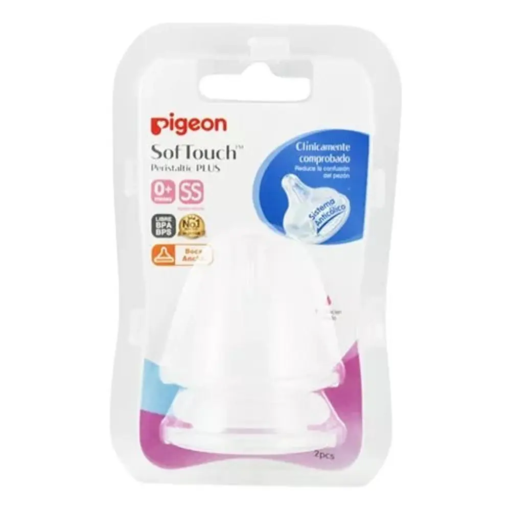 Tetinas Pigeon Softouch Boca Ancha 0+meses Talla Ss  1