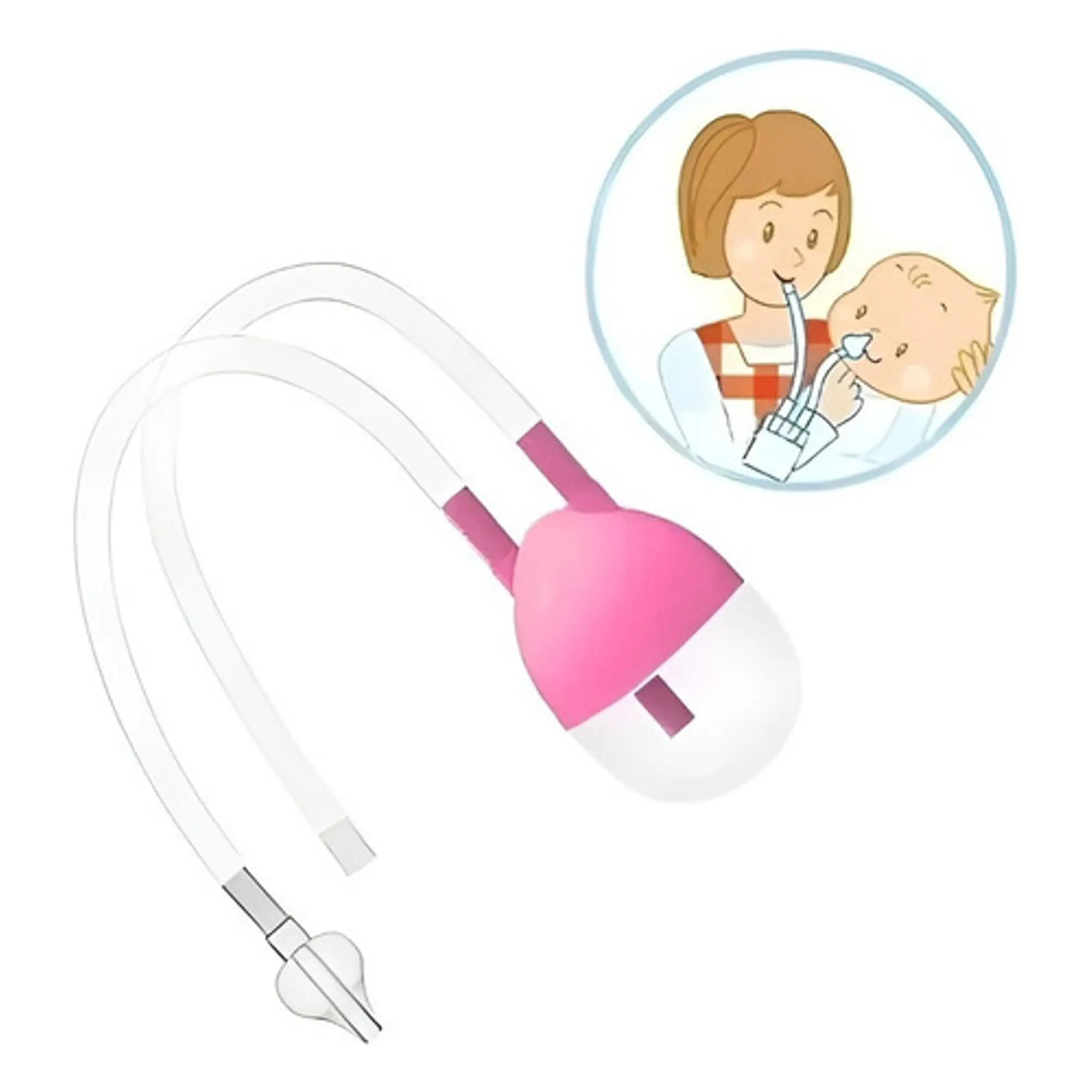 Aspirador Nasal Sacamocos Bebe Deposito Color Rosado 2