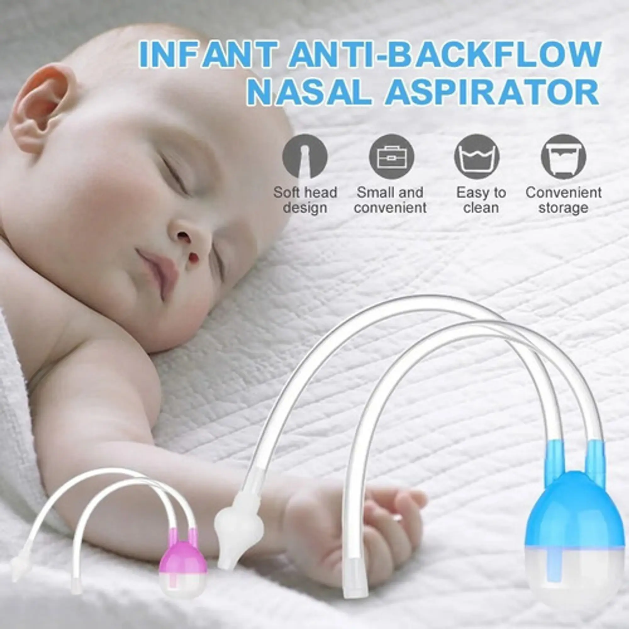 Aspirador Nasal Sacamocos manual Bebe Color Azul 7