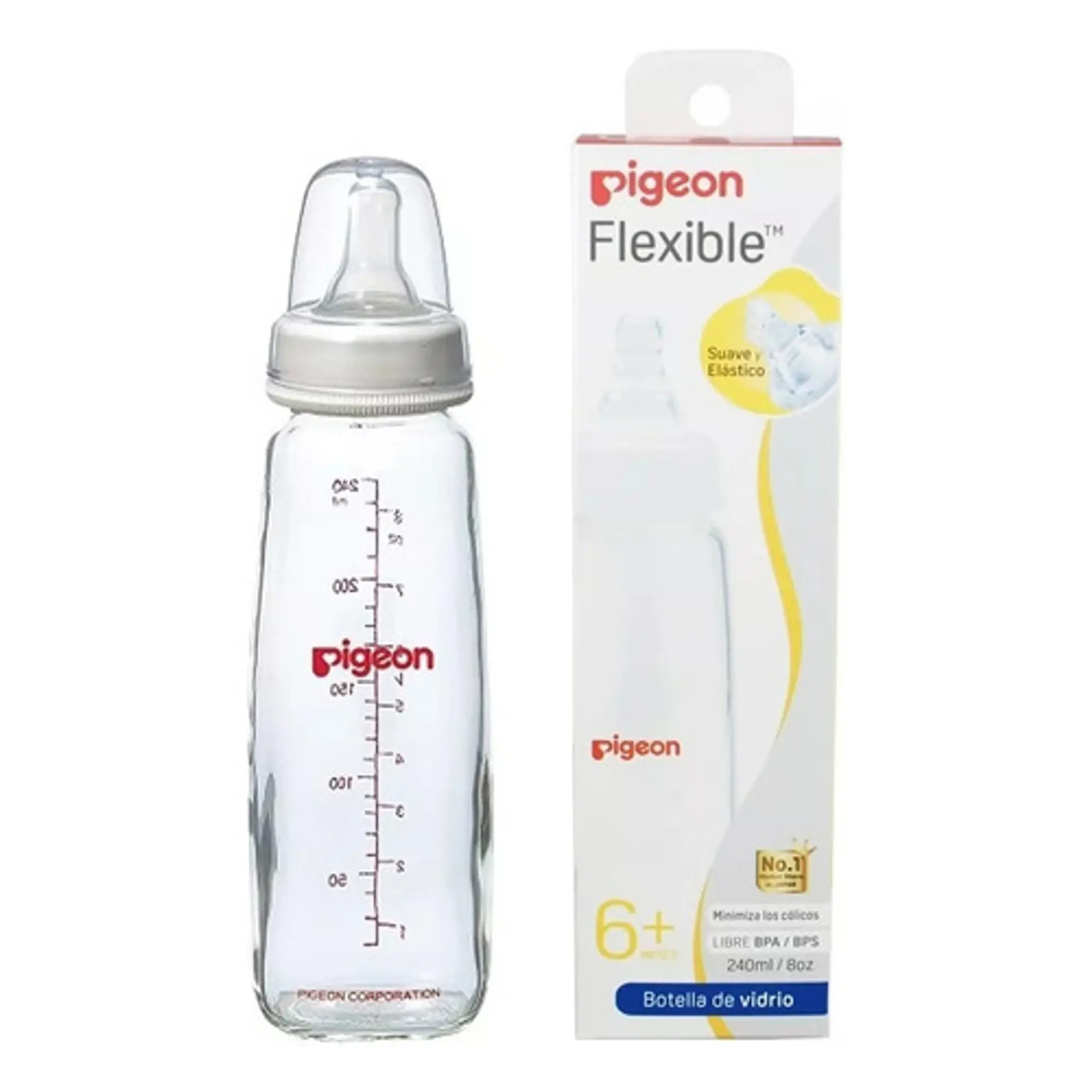 Biberon Vidrio Boca Delgada 240 Ml X 2 Uni Pigeon 4