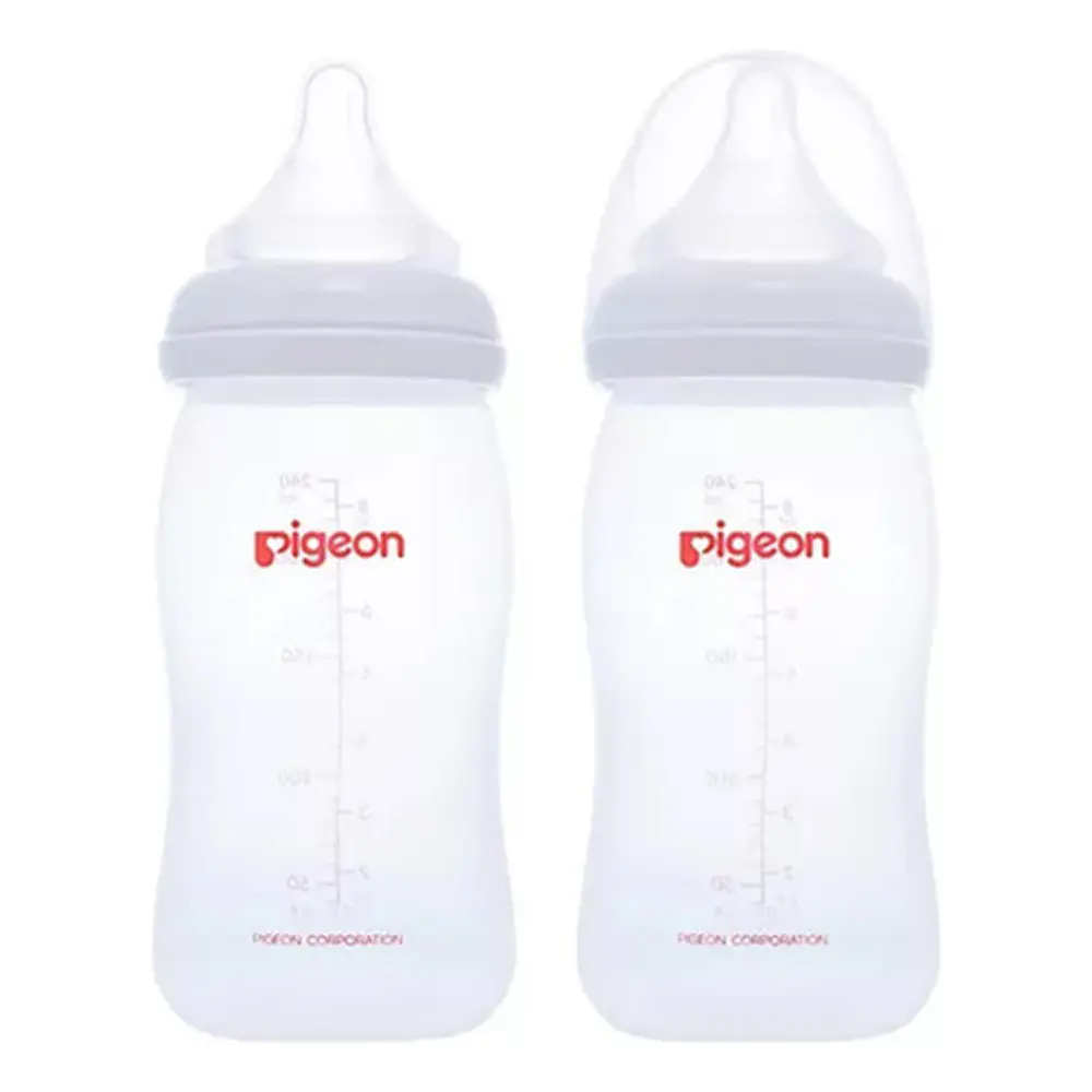 Biberon Boca Ancha Plastico 240ml X2 Pigeon 2