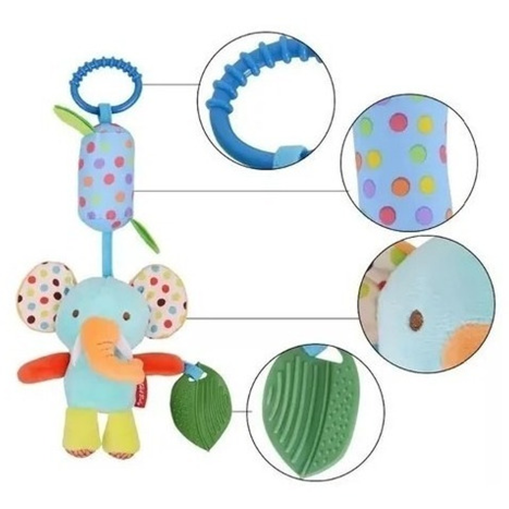 Sonajero Mordedor Peluche 35cm Para Bebés 0-6 Meses 3