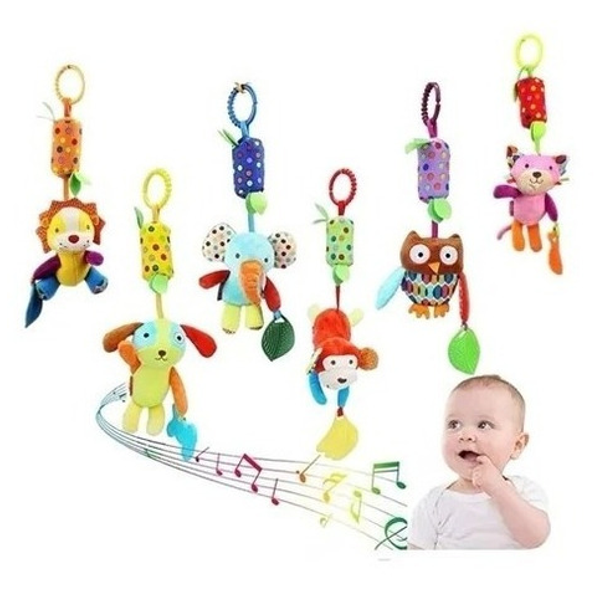 Sonajero Mordedor Peluche 35cm Para Bebés 0-6 Meses 7