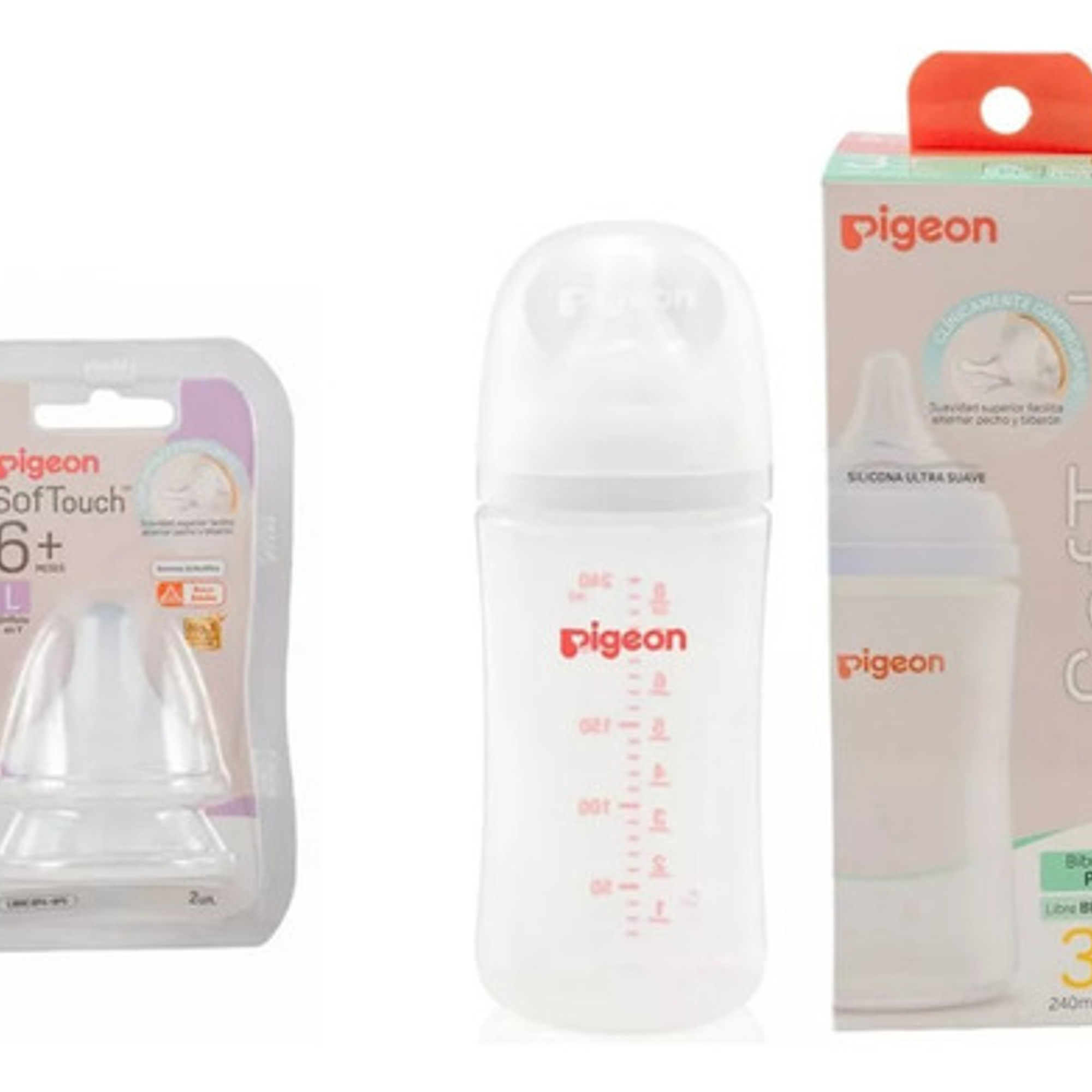 Mamadera 240ml Pigeon Softouch Pp + Tetinas Boca Ancha  3