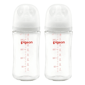 Biberon Vidrio Boca Ancha 240ml X 2uni Pigeon