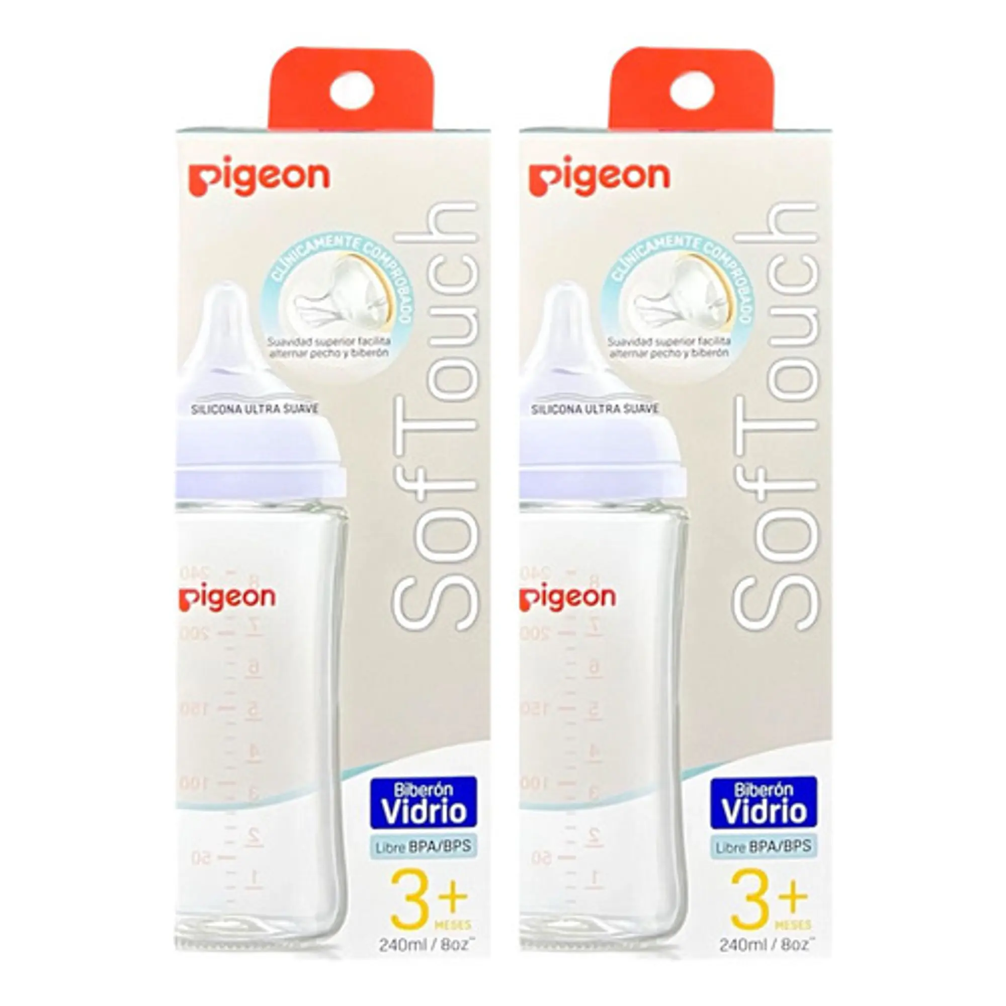 Biberon Vidrio Boca Ancha 240ml X 2uni Pigeon 2
