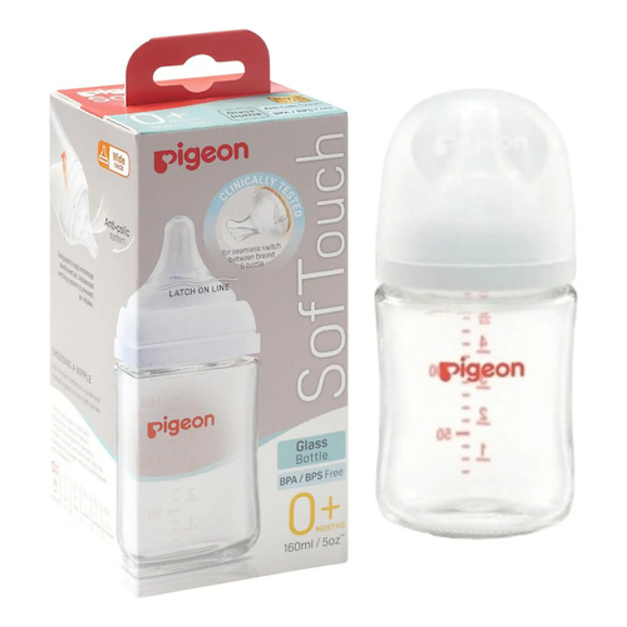 Pack 2 Biberon Vidrio Boca Ancha 240ml  Y 160ml Pigeon 4