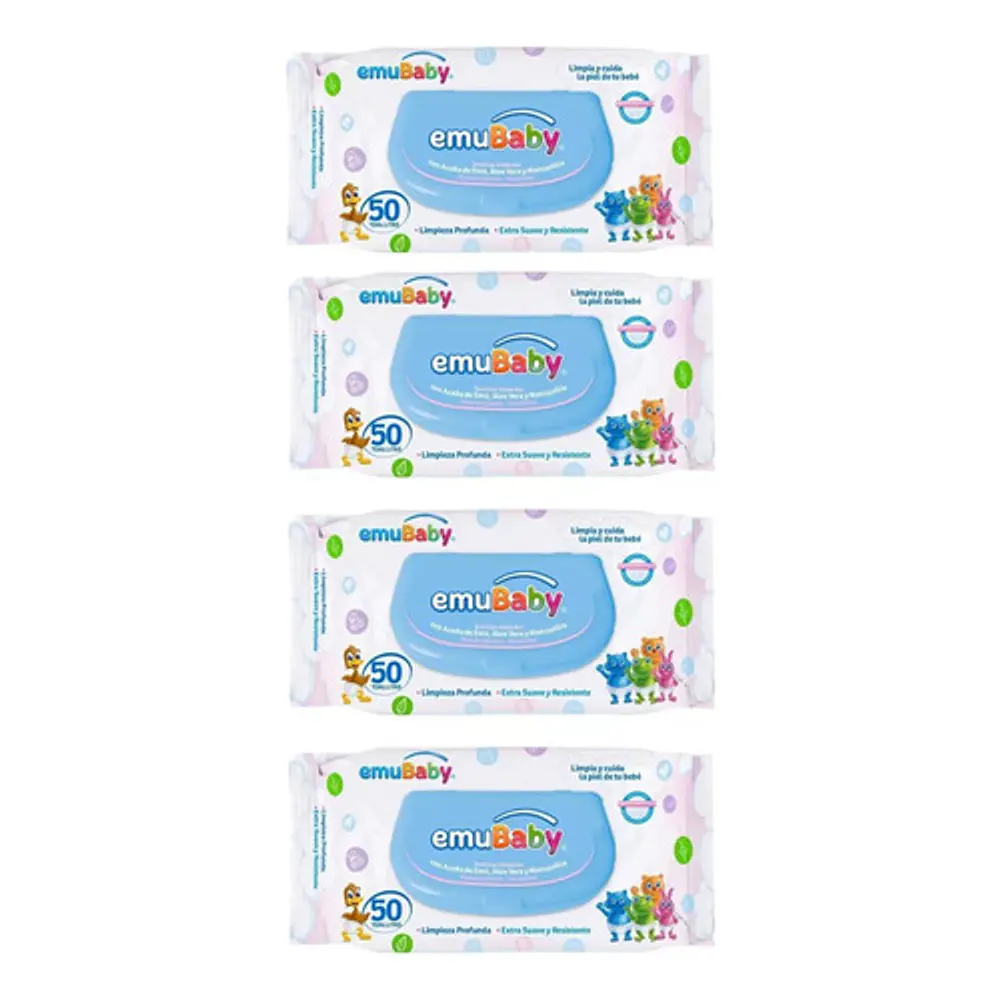 Toallas Humedas Emubaby Premium Con Tapa 50 X 4 Emp 1