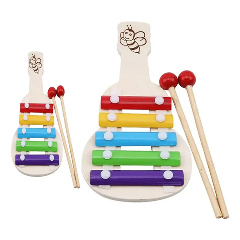 Caja X 5 Juegos De Madera Didáctico Color Niños Xilófono 3