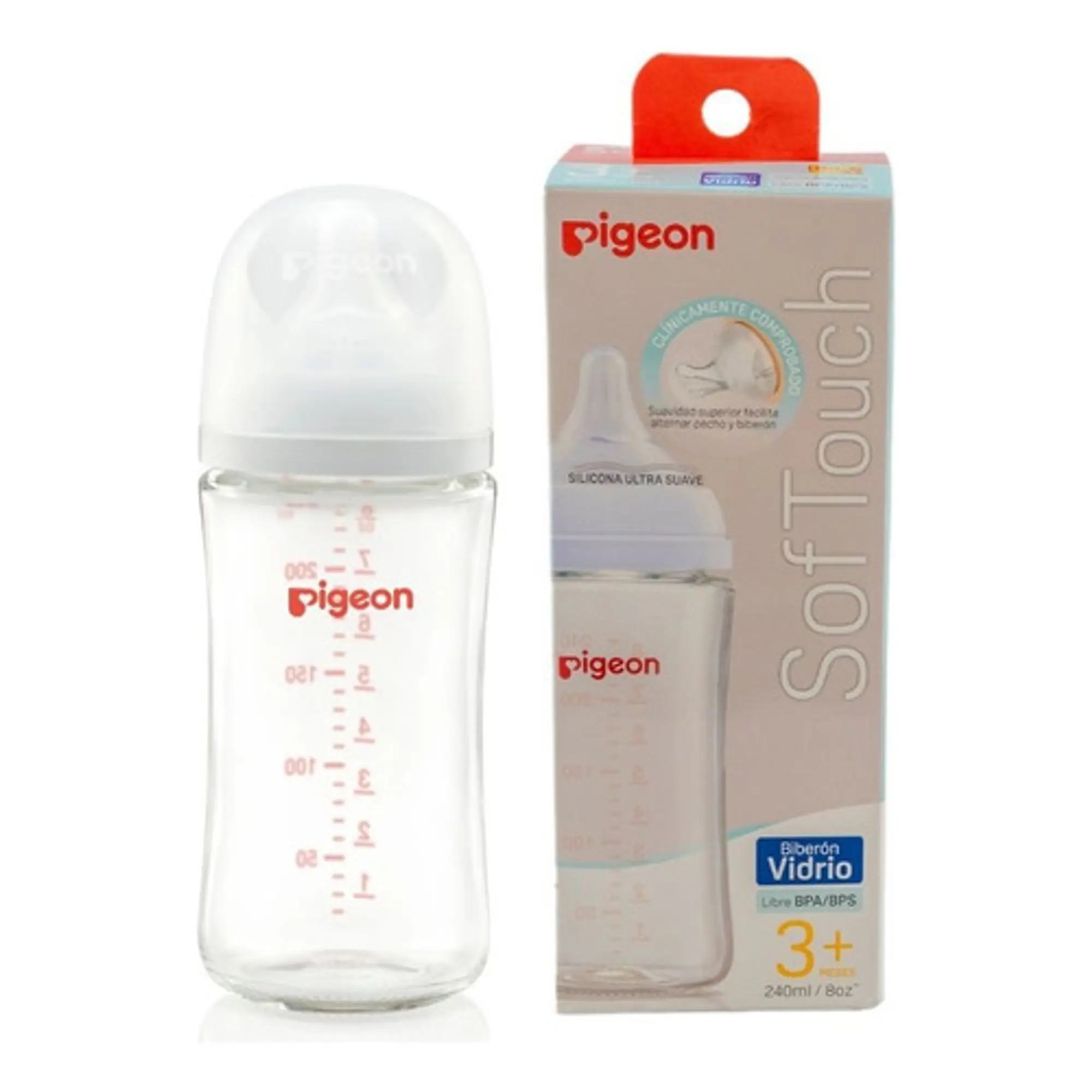 Mamadera De Vidrio Pigeon Softouch 240ml  1