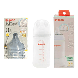 Mamadera 240ml Softouch Pp + Tetinas Ss Pigeon