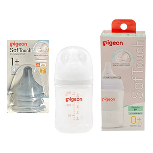 Mamadera 160ml Pigeon  + 2 Tetinas Boca Ancha