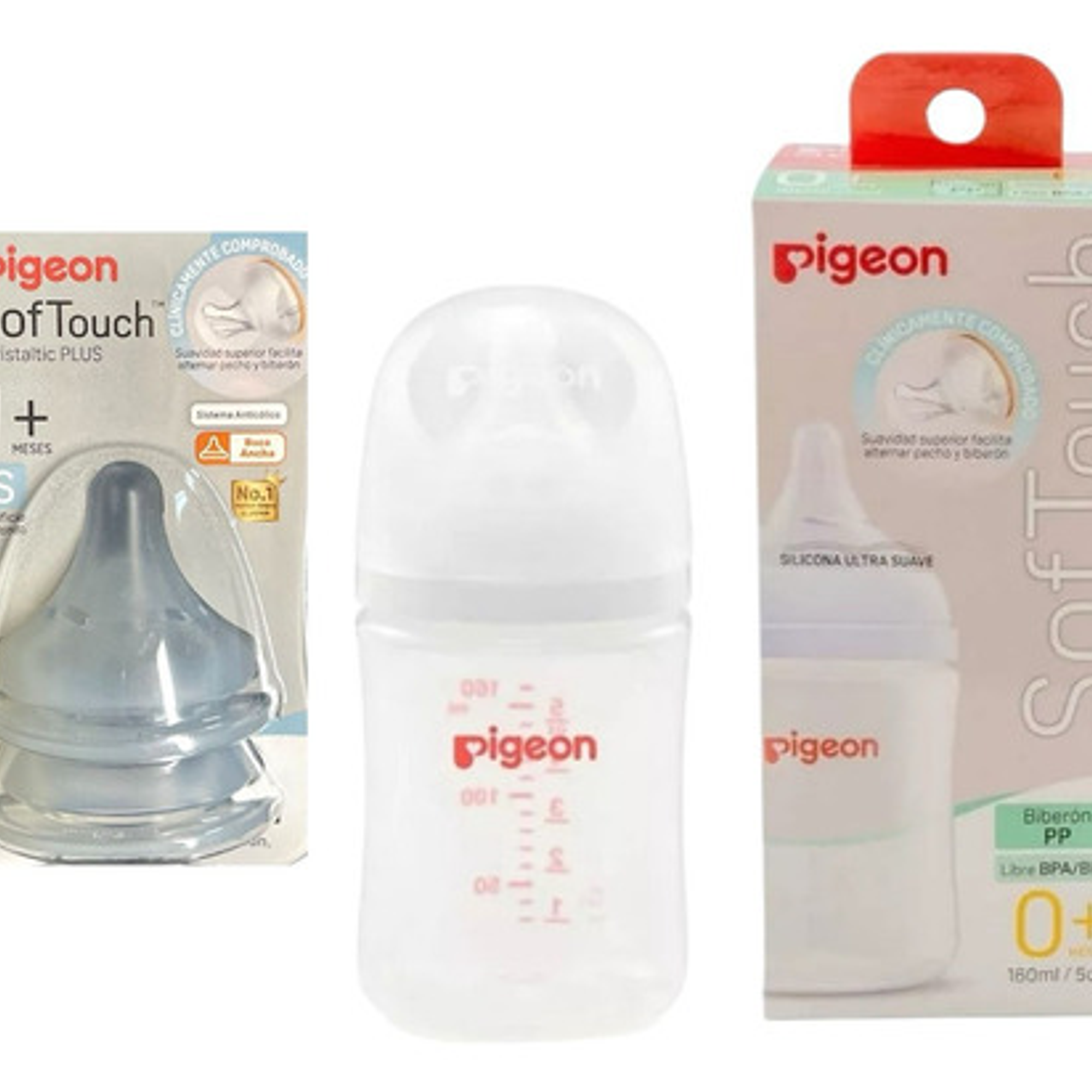 Mamadera 160ml Pigeon  + 2 Tetinas Boca Ancha 1