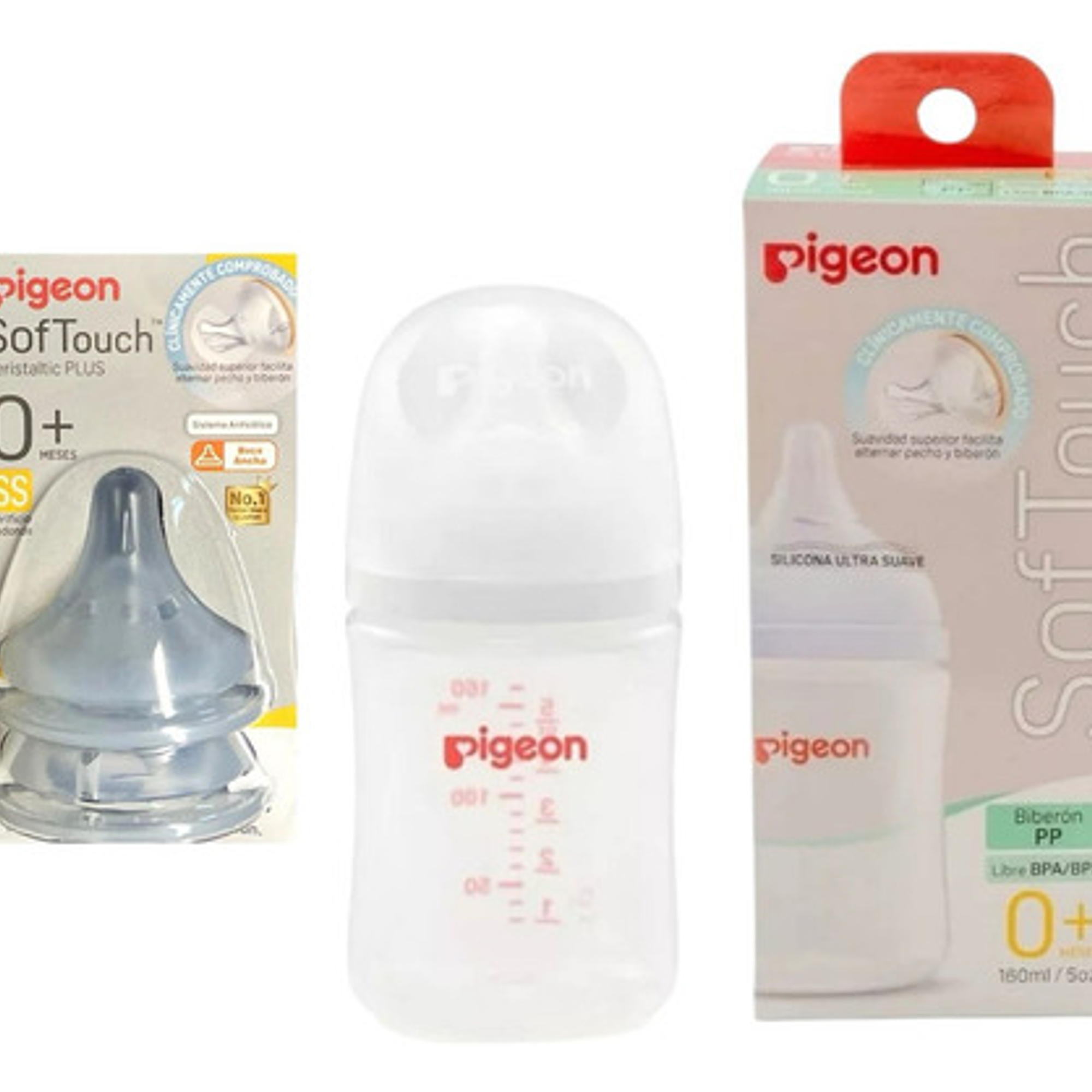 Mamadera 160ml Pigeon  + 2 Tetinas Boca Ancha 5