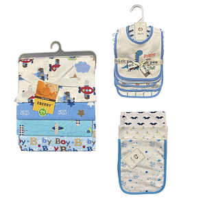 PACK DE MANTA, BABEROS Y TUTOS 12 PIEZAS NIÑO