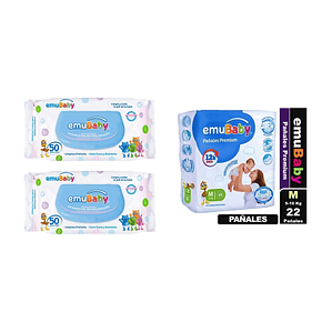 PACK DE PAÑAL + 2 TOALLITAS HUMEDAS EMUBABY