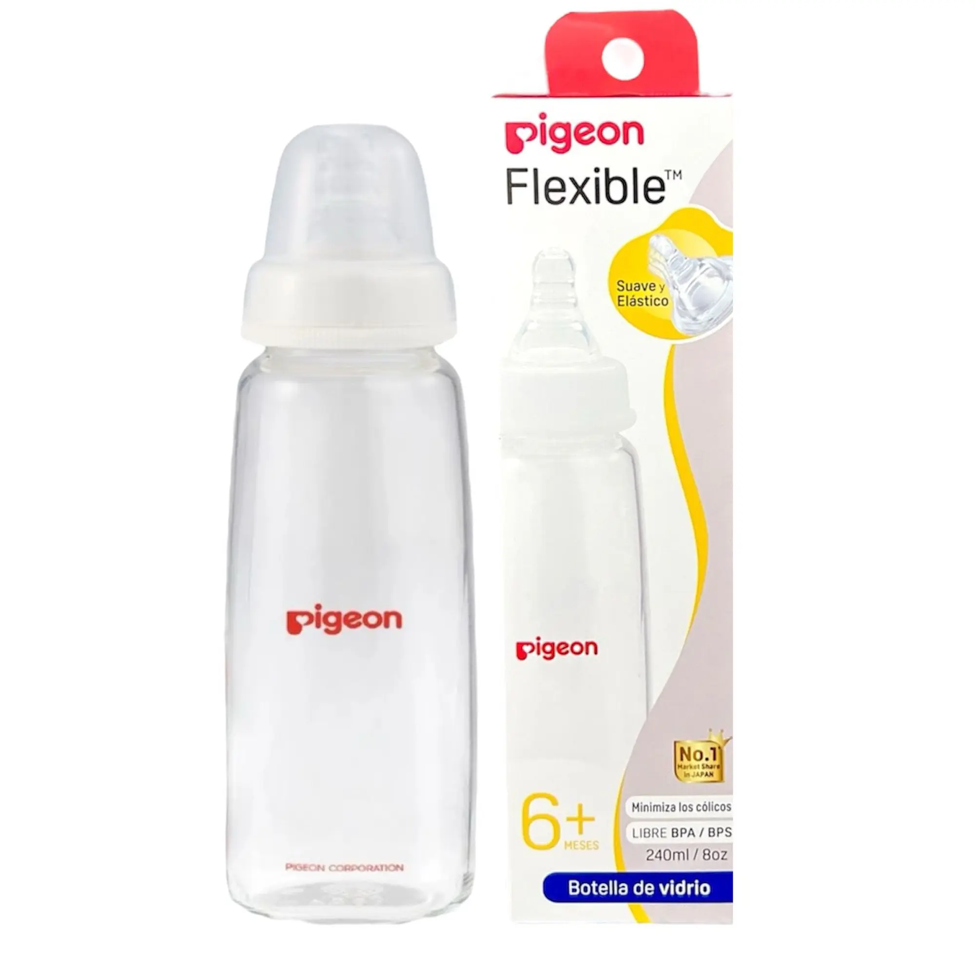Biberón Pigeon Estándar De Vidrio 240 ML  1