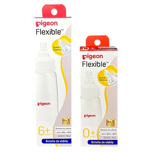 Pack 2 Biberón Vidrio Boca Delgada 240ml Y 120ml Pigeon  
