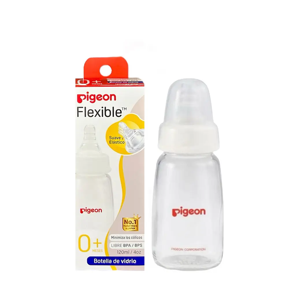Pack 2 Biberón Vidrio Boca Delgada 240ml Y 120ml Pigeon   5