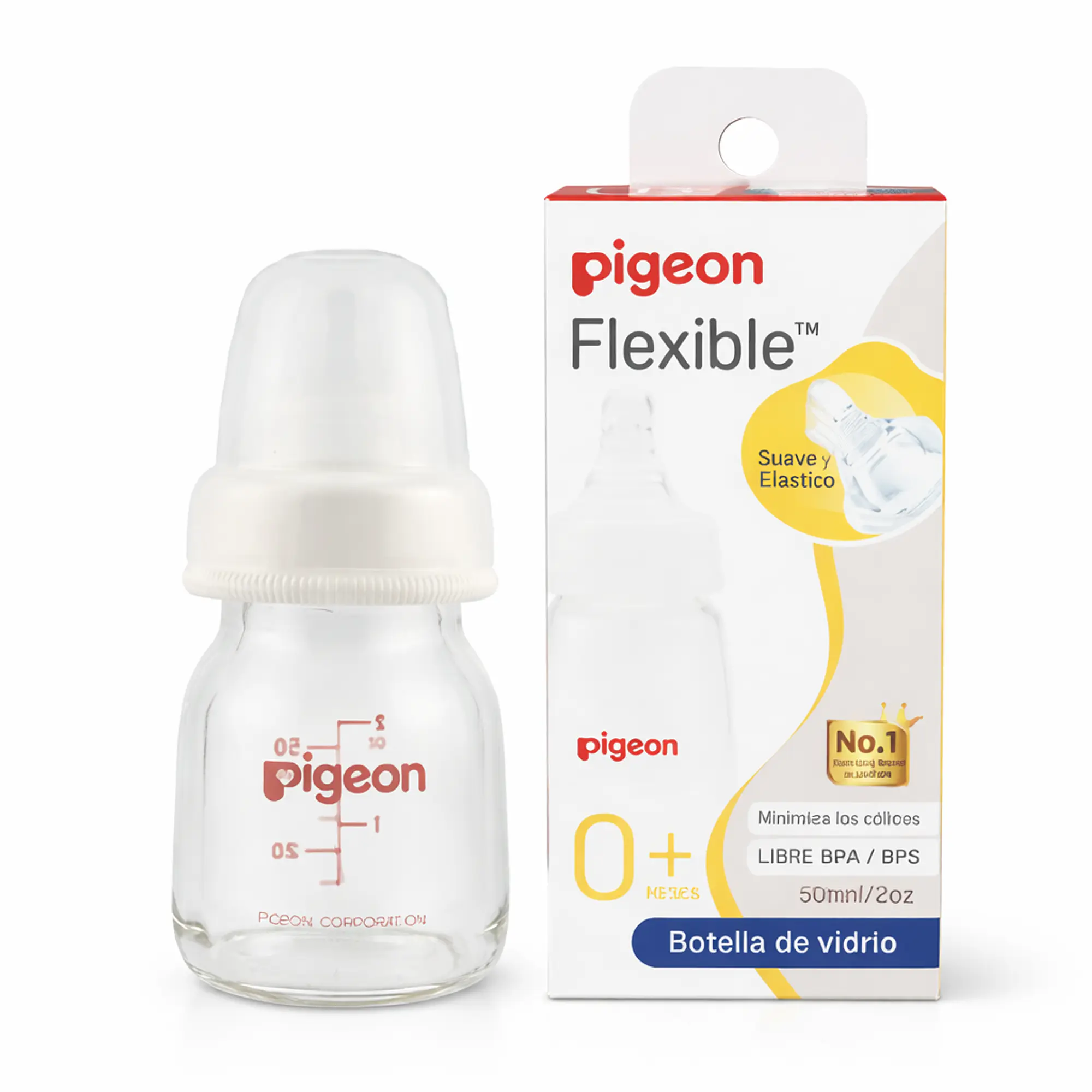 Biberón Pigeon Estándar De Vidrio 50 Ml  1