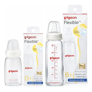Pack 2 Biberón Vidrio Boca Delgada 240ml Y 120ml Pigeon  