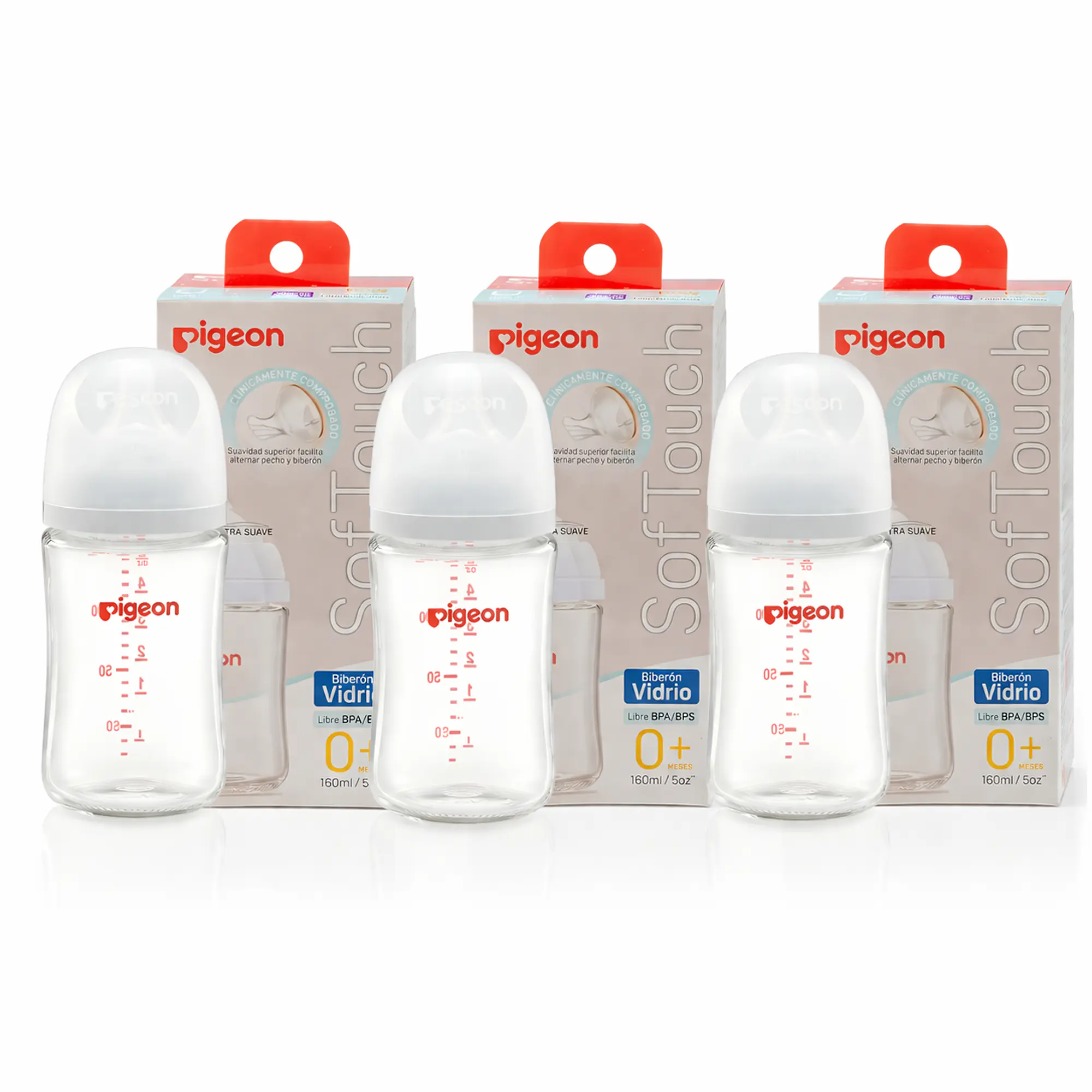 Pack De 3 Biberones De Vidrio Boca Ancha 160 Ml  1