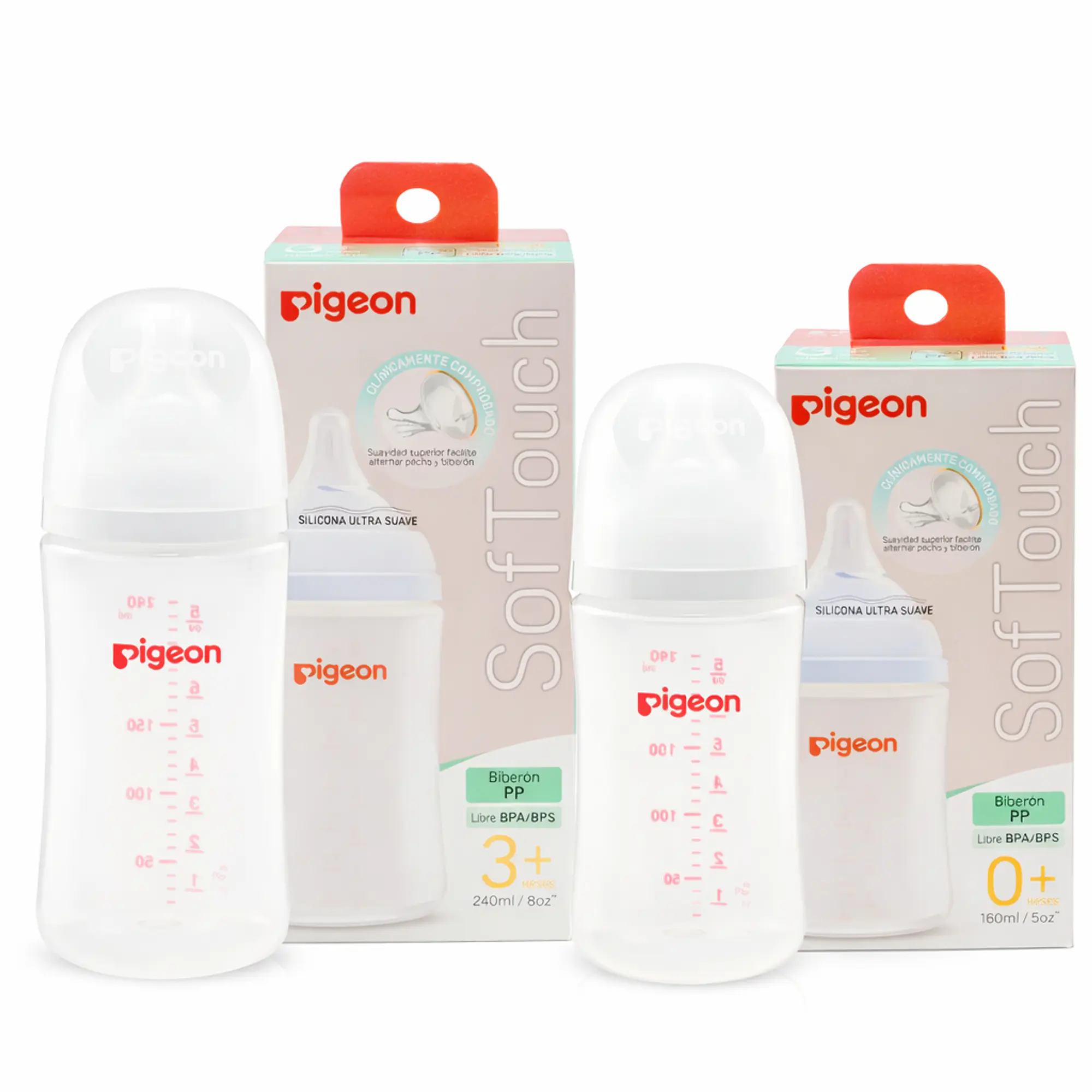 Pack Biberon 160 Y 240 Ml Plastico Pigeon  1