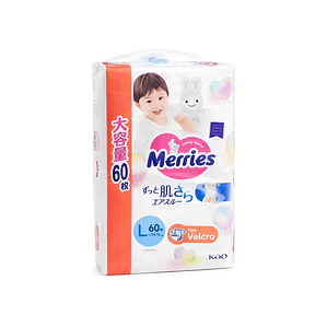 PAÑAL MERRIES VELCRO TALLA L X 60 ULTRA JUMBO