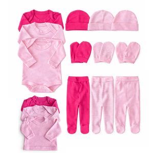 PACK AJUAR 15 PIEZAS DISEÑO ROSA/FUCSIA